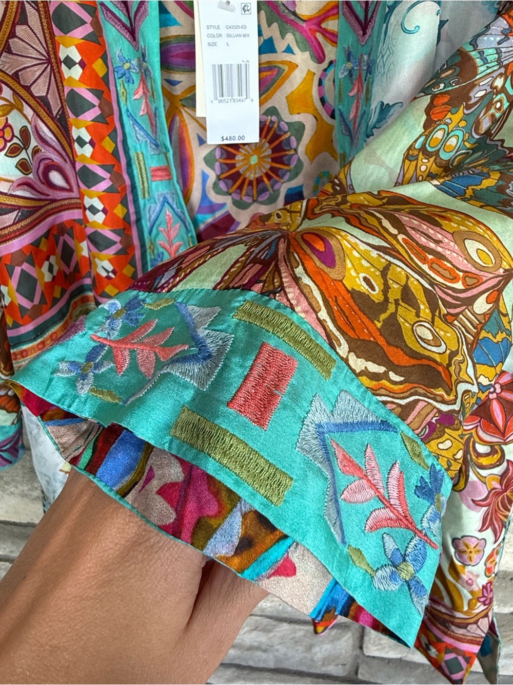 Johnny Was Reversible PATCHWORK GILLIAN KIMONO top Silk Small, large $480 - Picture 5 of 11